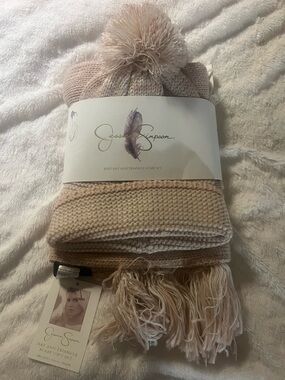 Jessica Simpson knit hat and triangle scarf set. NWT